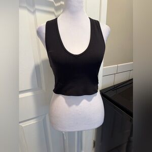 ALO Yoga Black Ribbed Sports Bra Top